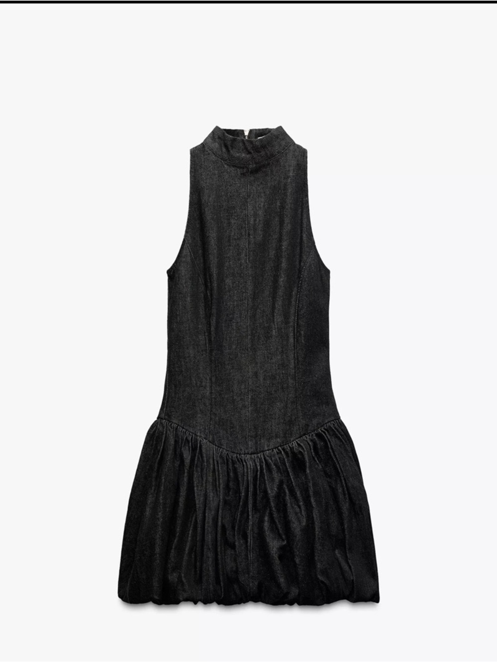 Zara Black Sleeveless High-Neck Mini Dress